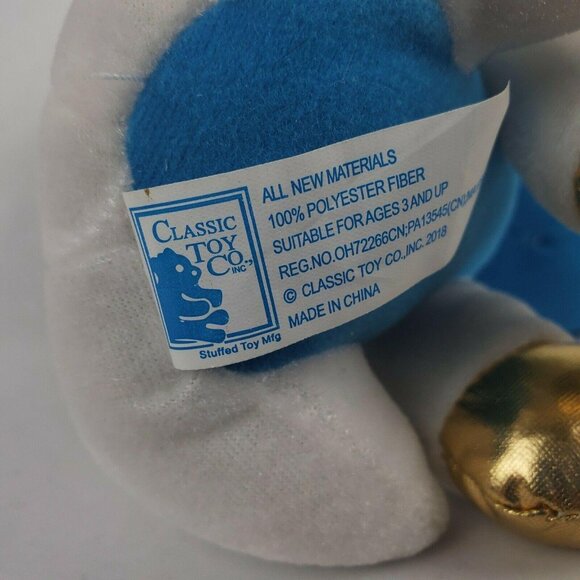 Classic Toy Company Unicorn Plush Gold Horn Hooves Blue Ears Stuffed Animal - Picture 5 of 9
